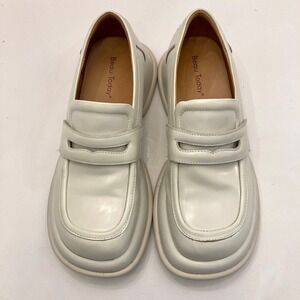 Beau Today Platform Penny Loafers Womens 8.5 (250 mm) White‎ Leather Chunky